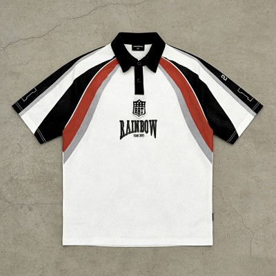 Men's Embroidered Patches Sublimation Polo Shirt | Mesh Polyester | Custom Streetwear Manufacturer
