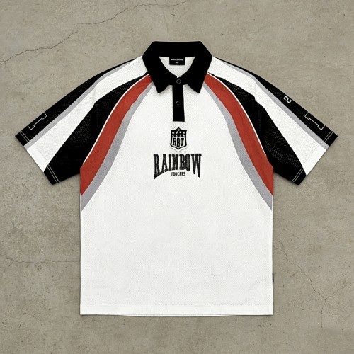 Men's Embroidered Patches Sublimation Polo Shirt | Mesh Polyester | Custom Streetwear Manufacturer