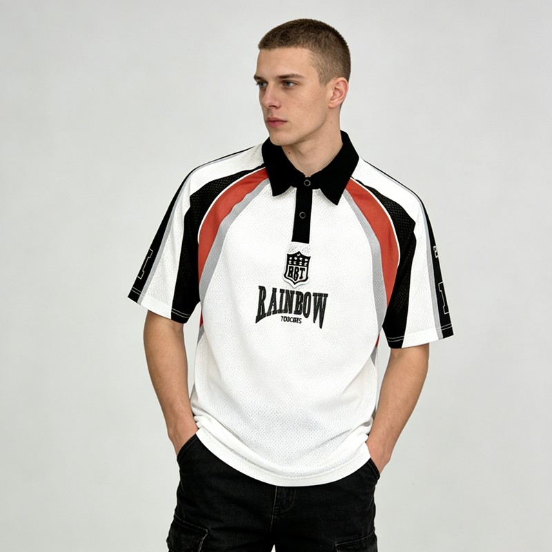 Men's Embroidered Patches Sublimation Polo Shirt