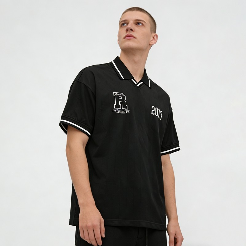 Men's Skull Embroidery and Screen Print Polo Shirt