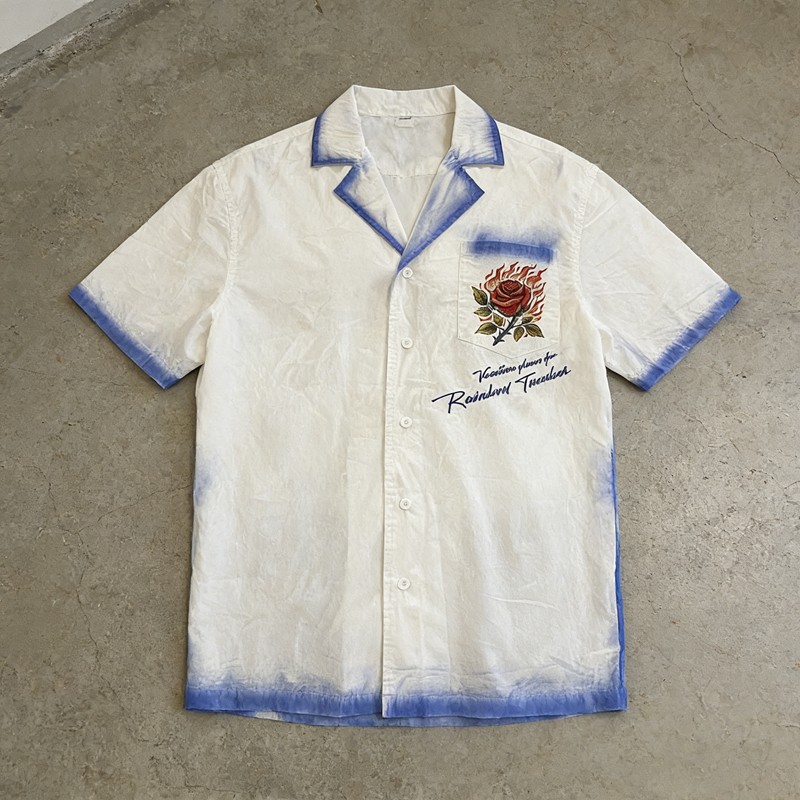 Men's Spray Dyeing DTG Embroidery Rose Shirt