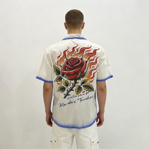 Men's Spray Dyeing DTG Embroidery Rose Shirt | Breathable Cotton | Custom Clothing Manufacturer