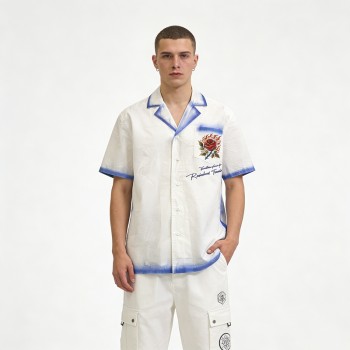 Men's Spray Dyeing DTG Embroidery Rose Shirt | Breathable Cotton | Custom Clothing Manufacturer