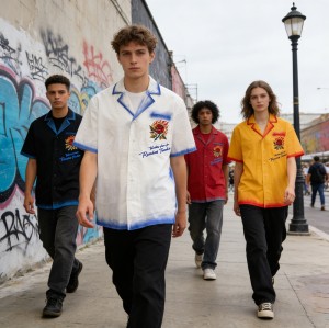 Men's Spray Dyeing DTG Embroidery Rose Shirt | Breathable Cotton | Custom Clothing Manufacturer