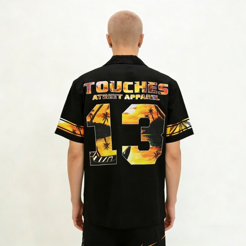 Men's Heat Transfer Printing Camp Collar Shirt | Beach Streetwear | Custom Streetwear Manufacturer