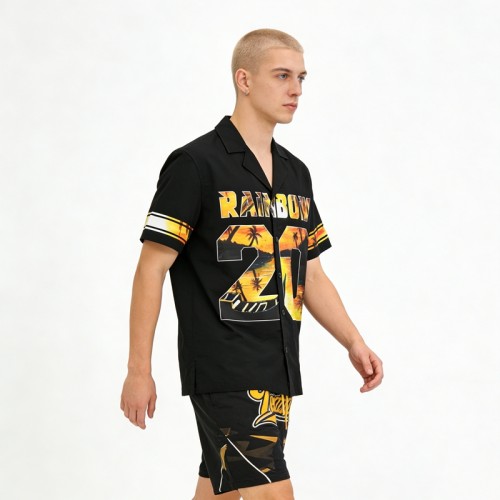 Men's Heat Transfer Printing Camp Collar Shirt | Beach Streetwear | Custom Streetwear Manufacturer