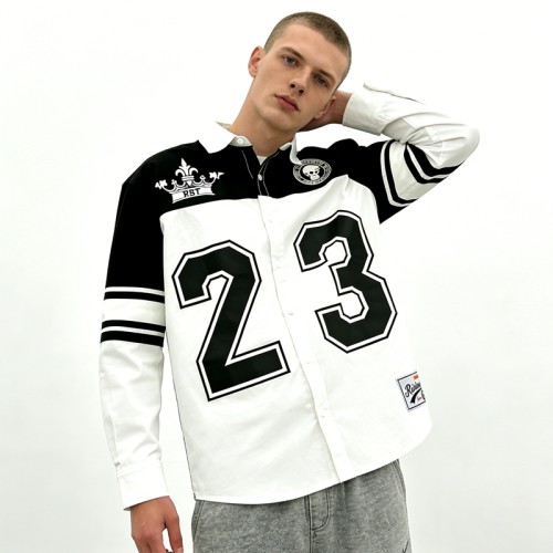 Men's Ink Printed 23 Number Baseball Shirt | Black White Contrast | Streetwear | OEM Streetwear