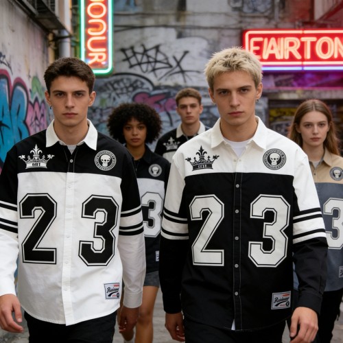 Men's Ink Printed 23 Number Baseball Shirt | Black White Contrast | Streetwear | OEM Streetwear