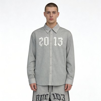 Men's Patch Embroidery Embroidery Mesh Shirt | Mesh Polyester | Streetwear | OEM Streetwear