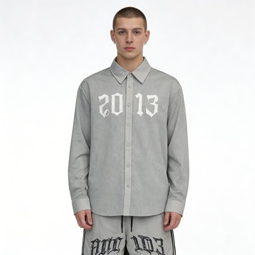 Men's Patch Embroidery Embroidery Mesh Shirt | Mesh Polyester | Streetwear | OEM Streetwear