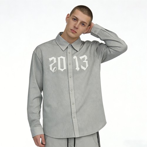 Men's Patch Embroidery Embroidery Mesh Shirt | Mesh Polyester | Streetwear | OEM Streetwear