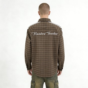 Custom Men's 3D Embroidery Plaid Shirt | Breathable | Streetwear | Custom Streetwear Manufacturer