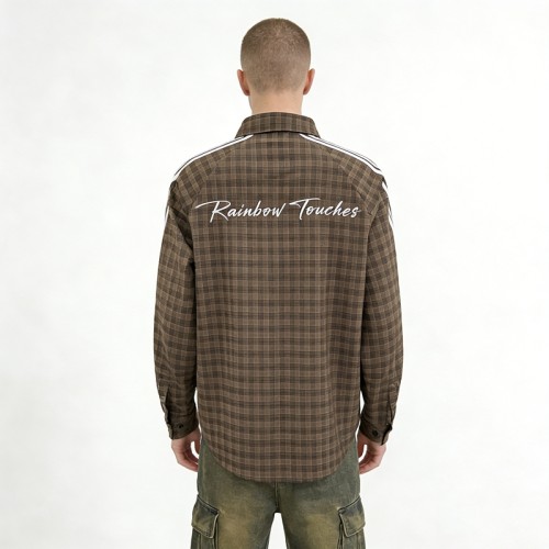 Custom Men's 3D Embroidery Plaid Shirt | Breathable | Streetwear | Custom Streetwear Manufacturer