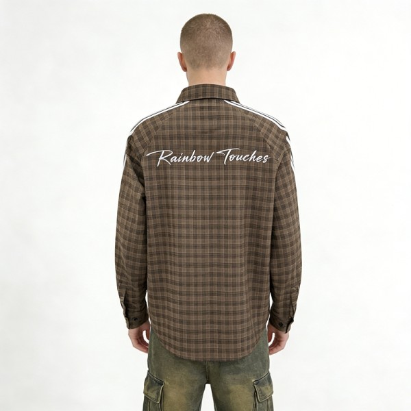 Custom Men's 3D Embroidery Plaid Shirt | Breathable | Streetwear | Custom Streetwear Manufacturer