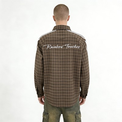 Custom Men's 3D Embroidery Plaid Shirt | Breathable | Streetwear | Custom Streetwear Manufacturer