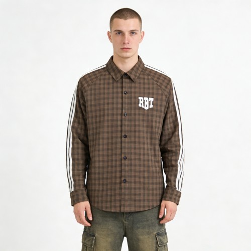 Custom Men's 3D Embroidery Plaid Shirt | Breathable | Streetwear | Custom Streetwear Manufacturer