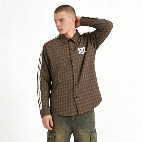 Custom Men's 3D Embroidery Plaid Shirt | Breathable | Streetwear | Custom Streetwear Manufacturer