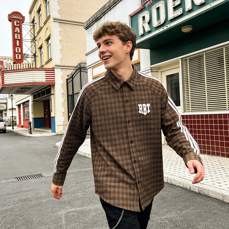 Custom Men's 3D Embroidery Plaid Shirt