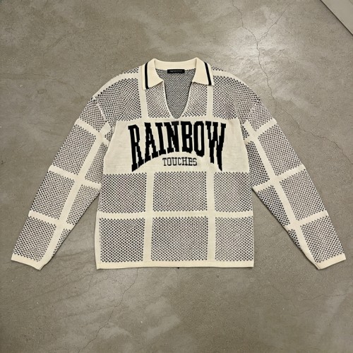 Custom Men's Knit Jacquard Grid Mesh Polo Sweater | Breathable Knit Fabric | Streetwear Manufacturer