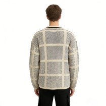 Custom Men's Knit Jacquard Grid Mesh Polo Sweater | Breathable Knit Fabric | Streetwear Manufacturer
