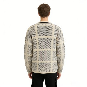Custom Men's Knit Jacquard Grid Mesh Polo Sweater | Breathable Knit Fabric | Streetwear Manufacturer