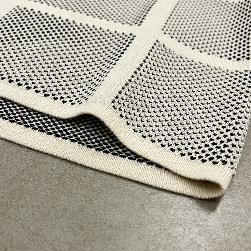 Custom Men's Knit Jacquard Grid Mesh Polo Sweater