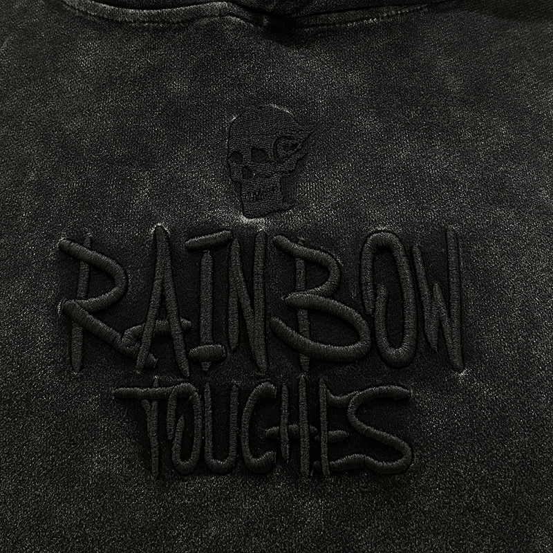 Men's Washing 3D Embroidery Skull Hoodie