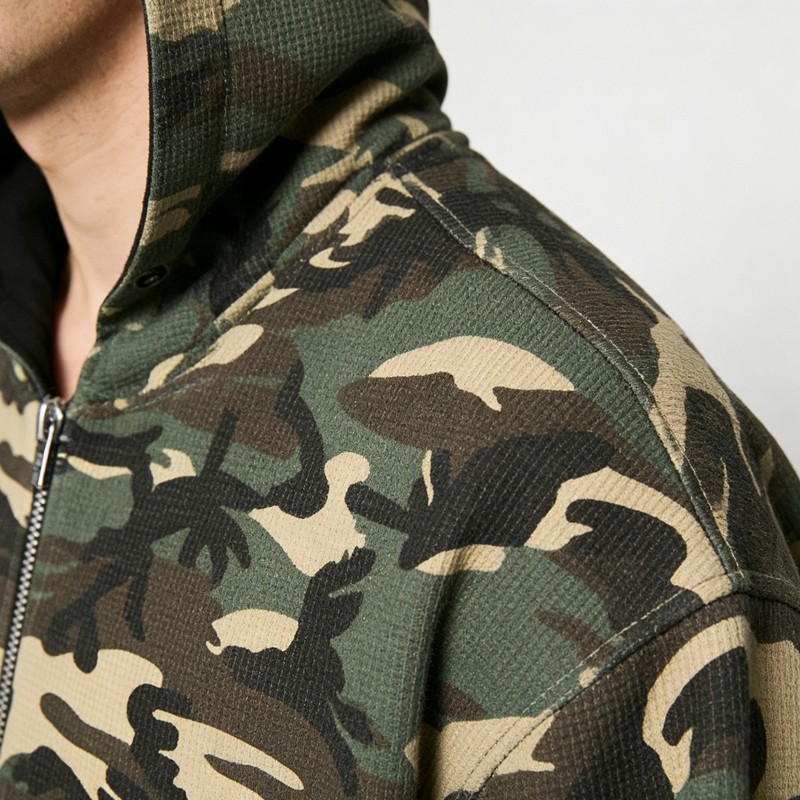 Men's Embroidered Patches Reversible Zip Hoodie