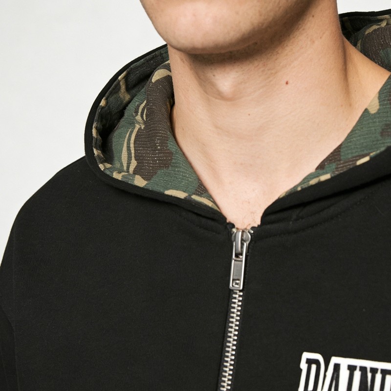 Men's Embroidered Patches Reversible Zip Hoodie