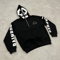 Skull Patch Embroidery Half-Zip Hoodie | Screen Print | Cotton Fleece | Custom Streetwear Manufacturer