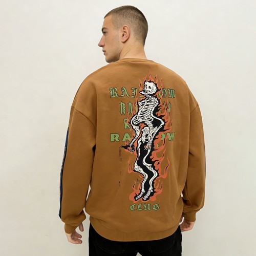 Men's Embroidered Patches Screen Print Skeleton Sweatshirt | Soft Cotton Fleece | Streetwear Manufacturer