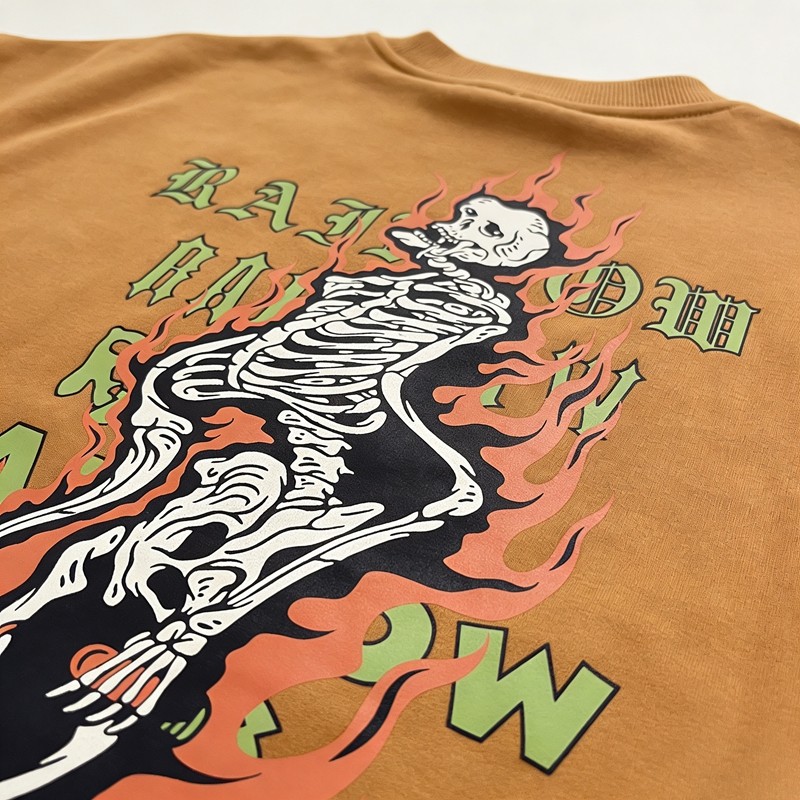 Men's Embroidered Patches Screen Print Skeleton Sweatshirt