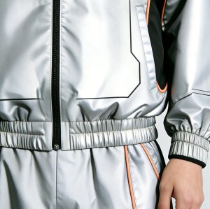 Metallic Silver Techwear Tracksuit  | Waterproof PU Coating | Geometric Panel Stitching | OEM Streetwear