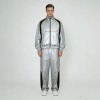 Metallic Silver Techwear Tracksuit  | Waterproof PU Coating | Geometric Panel Stitching | OEM Streetwear
