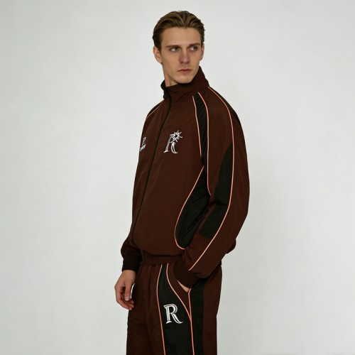 Custom Embroidered Color Block Tracksuits | Windproof Nylon Blend | Streetwear and Sportswear | OEM Streetwear