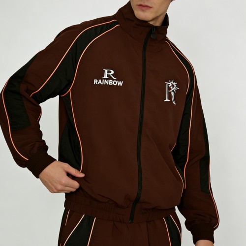 Custom Embroidered Color Block Tracksuits | Windproof Nylon Blend | Streetwear and Sportswear | OEM Streetwear