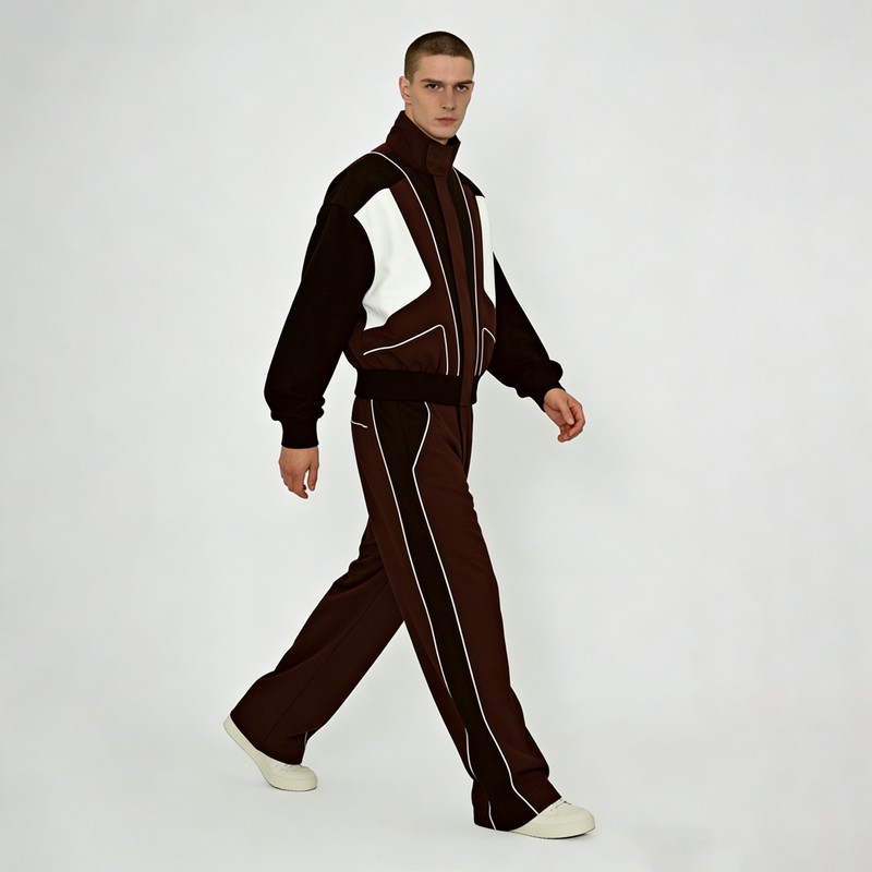 Contrast Piping Color Block Tracksuits