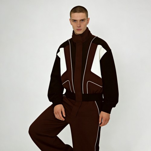 Contrast Piping Color Block Tracksuits | Breathable Polyester Blend | Streetwear and Casual Wear | OEM Streetwear