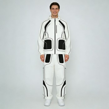 Contrast Piping Color Block Hooded Tracksuits | Water-Resistant | Nylon Blend | Streetwear and Outdoor Wear | Custom Streetwear