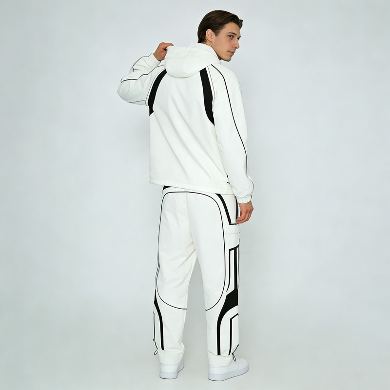 Contrast Piping Color Block Hooded Tracksuits