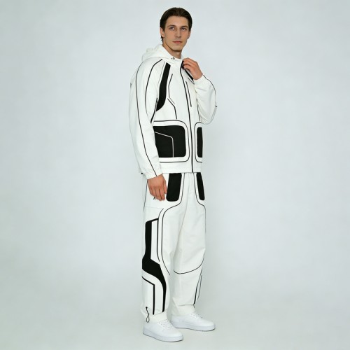 Contrast Piping Color Block Hooded Tracksuits | Water-Resistant | Nylon Blend | Streetwear and Outdoor Wear | Custom Streetwear