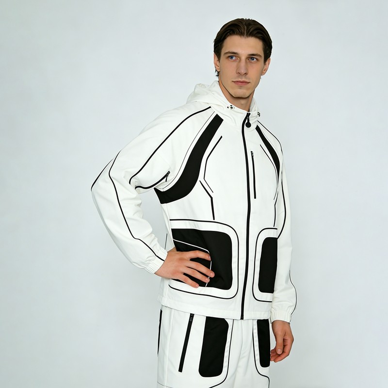 Contrast Piping Color Block Hooded Tracksuits