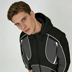 Silk Screen Print and Embroidered Color Block Hooded Tracksuits | Water-Resistant Nylon Blend | OEM Streetwear