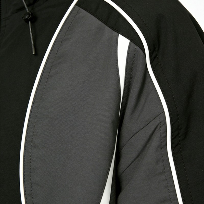 Silk Screen Print and Embroidered Color Block Hooded Tracksuits
