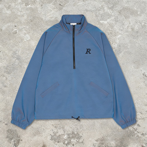 Embroidered Reflective Half-Zip Track Jacket | Water-Resistant Nylon Blend | Streetwear and Casual Wear | OEM Streetwear