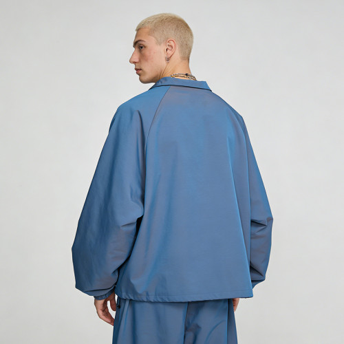 Embroidered Reflective Half-Zip Track Jacket | Water-Resistant Nylon Blend | Streetwear and Casual Wear | OEM Streetwear