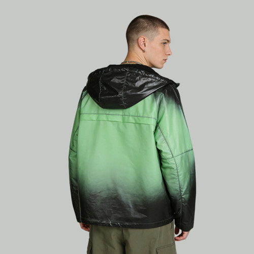 Gradient Spray Dye Embroidered Hooded Windbreaker | Waterproof Lightweight Nylon Streetwear | OEM Streetwear