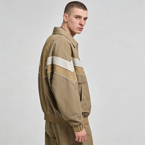 Men's Nylon Patchwork Collar Jacket | Lightweight Breathable and Retro Streetwear | Custom Streetwear Manufacturer