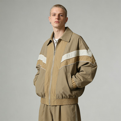 Men's Nylon Patchwork Collar Jacket | Lightweight Breathable and Retro Streetwear | Custom Streetwear Manufacturer