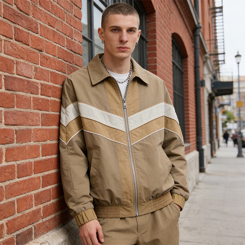 Men's Nylon Patchwork Collar Jacket
